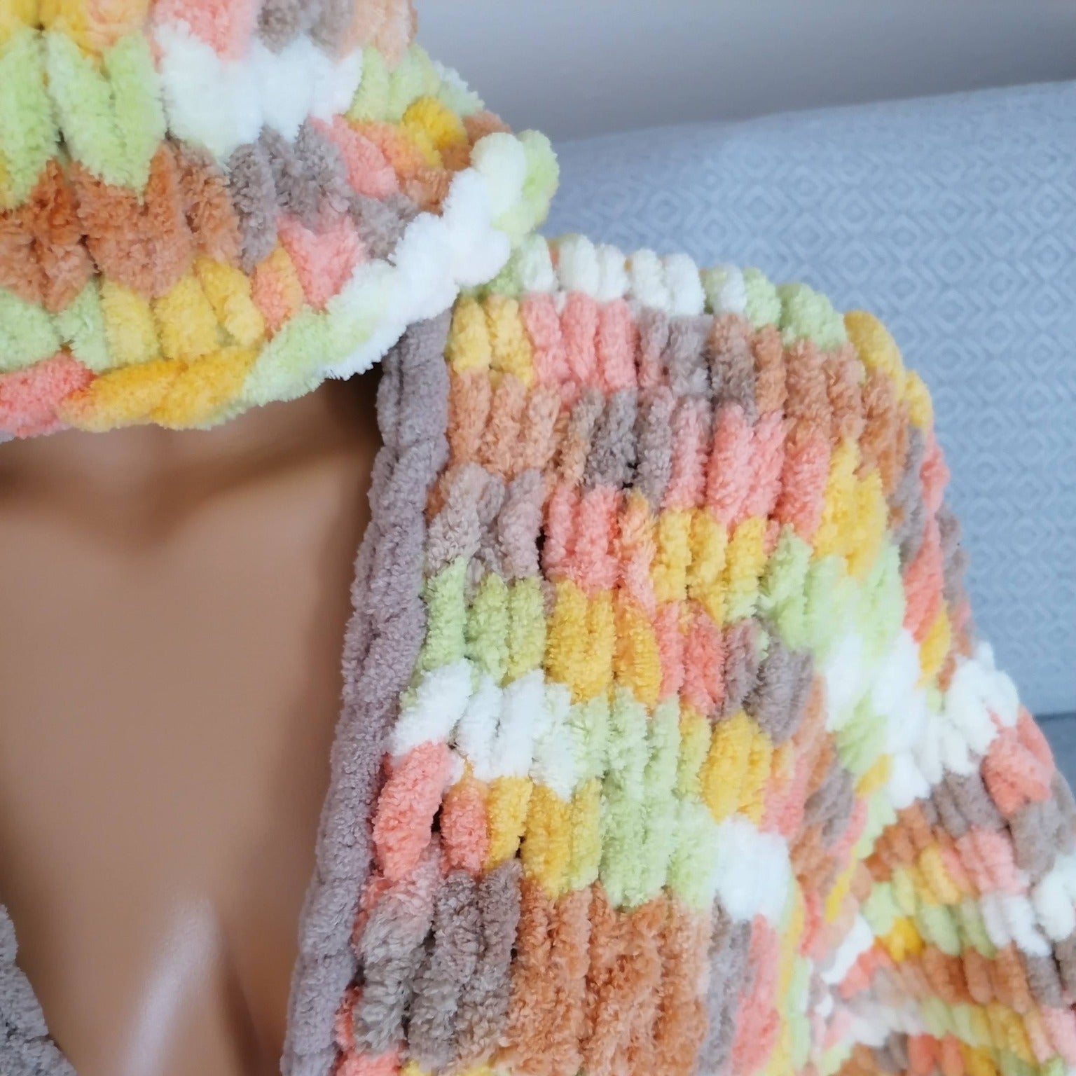 Bohemian Chunky Chenille Knit Cardigan & Beanie Set