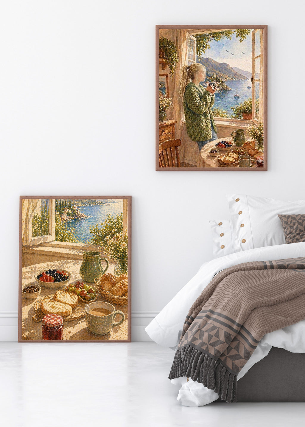 Coastal Breakfast Scene Fine Art Poster | Cottage Kitchen Print