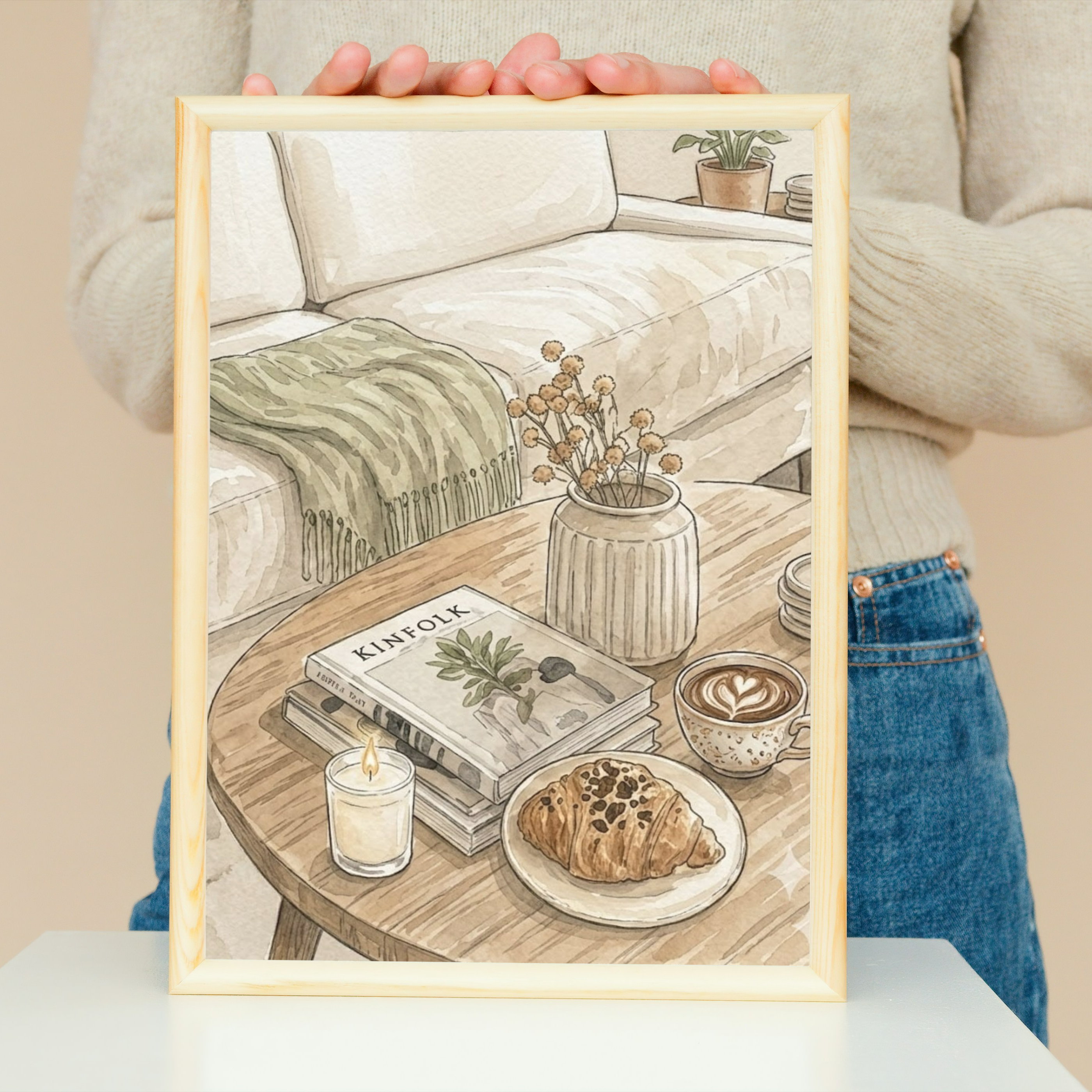 Cozy Coffee Table Watercolor Poster