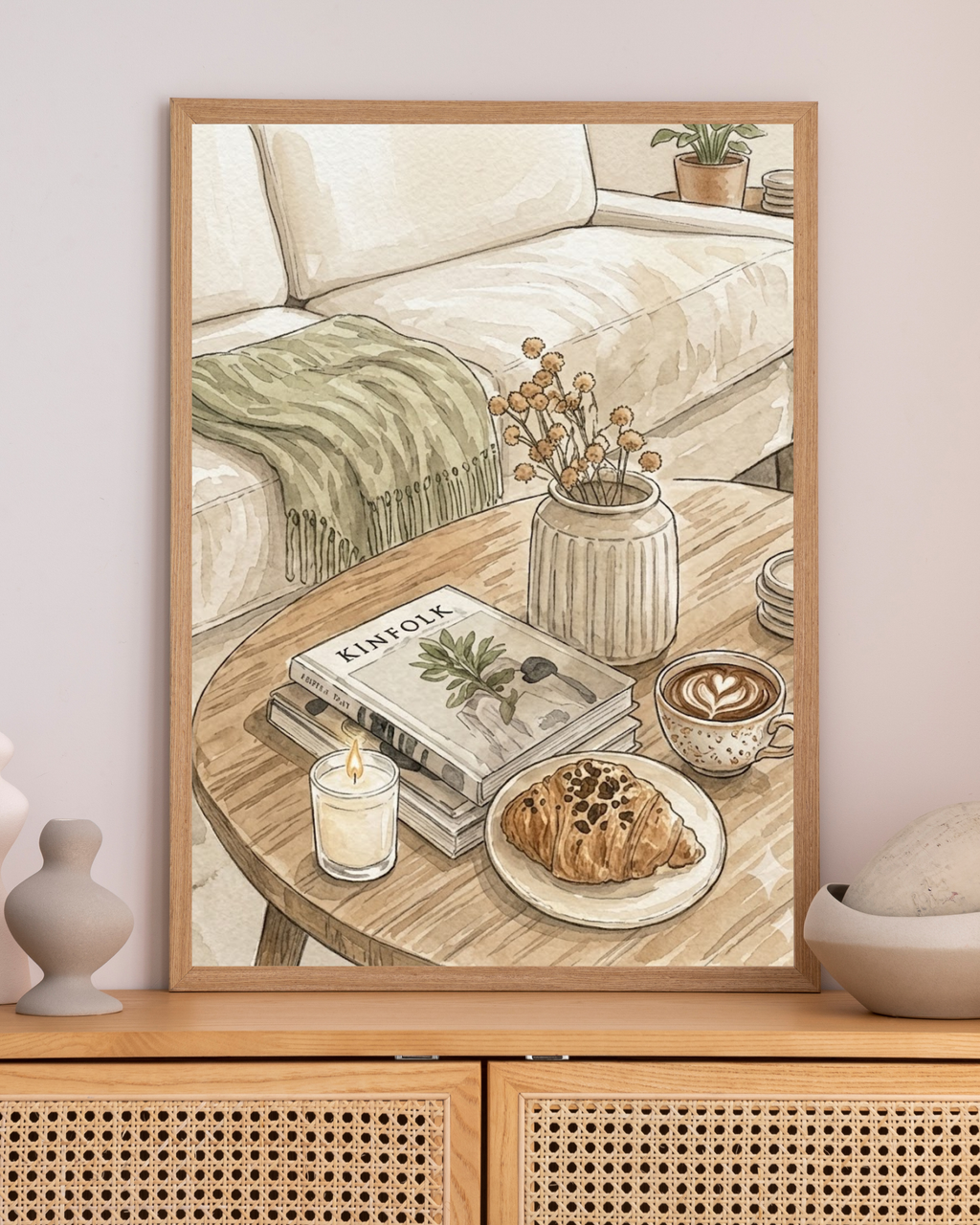 Cozy Coffee Table Watercolor Poster