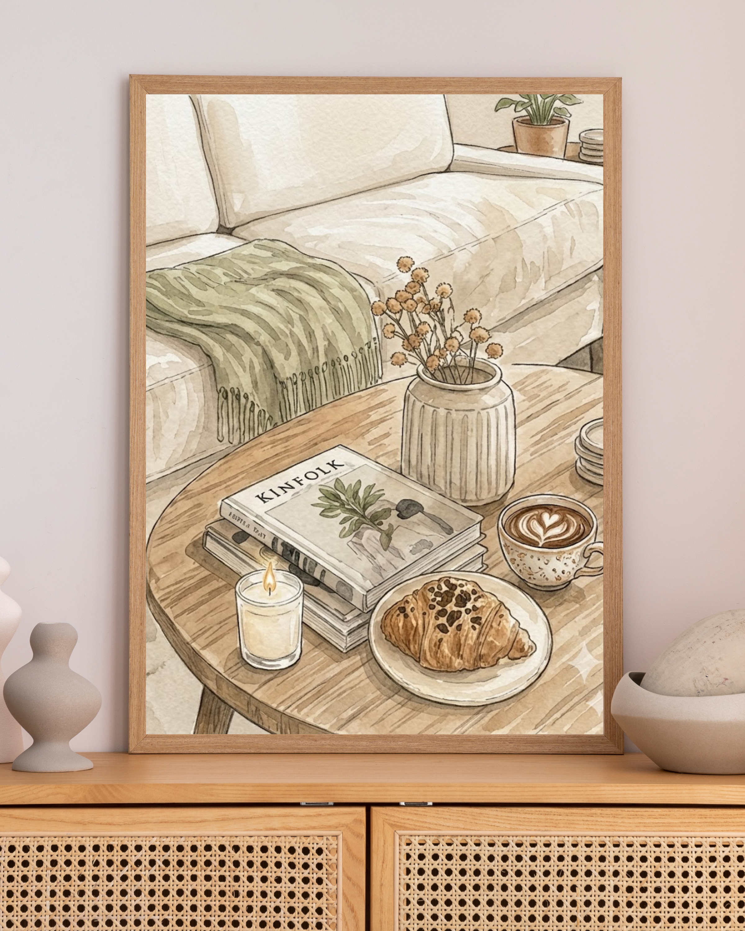 Cozy Coffee Table Watercolor Poster