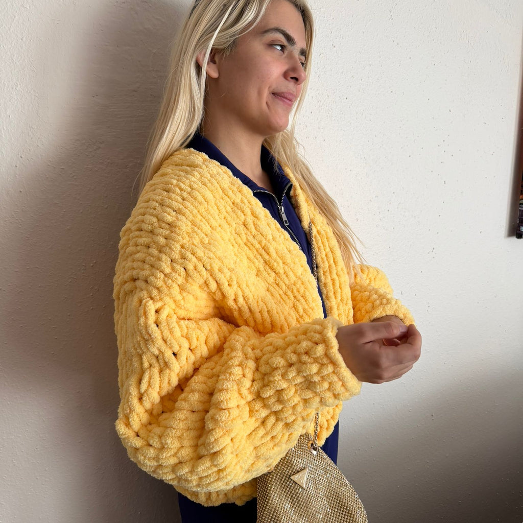 Chunky Knit Cardigan and Beanie Set